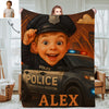 Custom Farmer Police Worker Cartoon Photo Blankets for Kids Custom Photo&Name Blankets for Boys Girls Christmas Gift