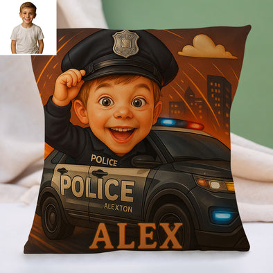 Custom Police Pilot Farmer Cartoon Pillow for Kids Custom Name&Photo Cartoon Pillow for Boys Girls Decorative Throw Pillows