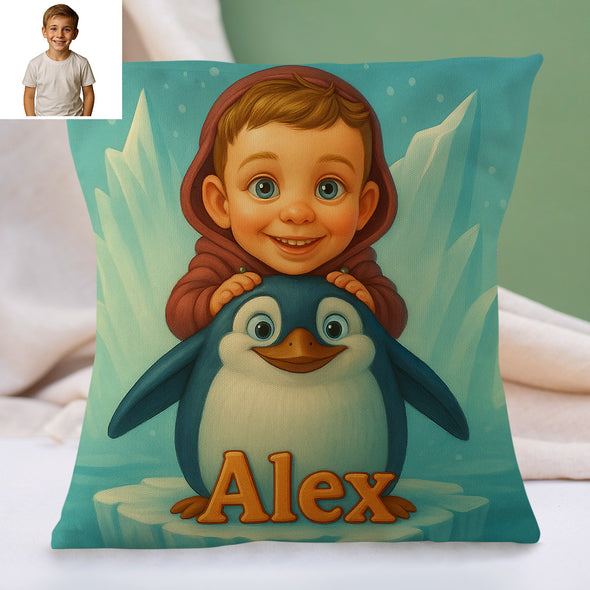 Custom Animal Cartoon Pillow for Kids Custom Name&Photo Cartoon Pillow for Boys Girls Decorative Throw Pillows