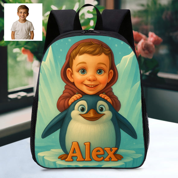 Personalized Backpack for Boys Girls Custom Animal Cartoon Photo Theme School Bag Children's Shoulder Backpack