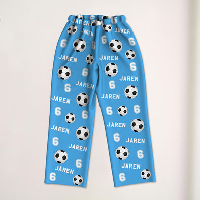Personalized Soccer Pajama Pants with Name Custom Soccer Pajamas Sleepwear Soccer Player Christmas Gift