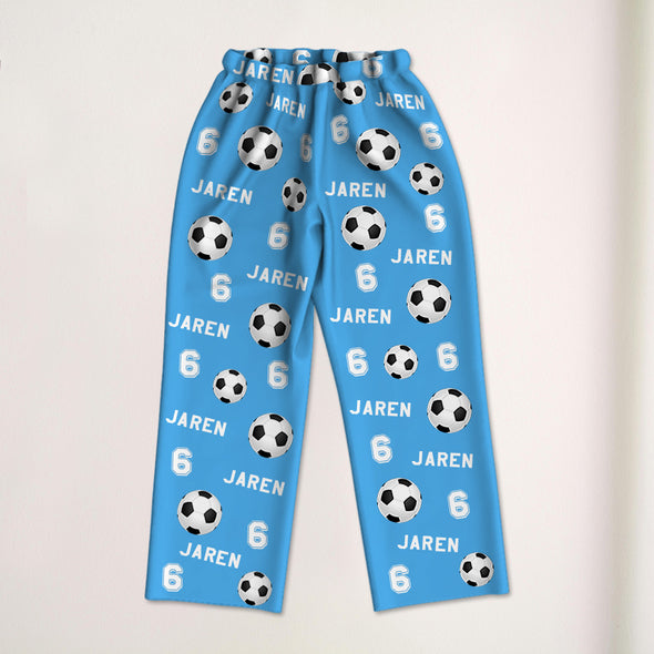 Personalized Soccer Pajama Pants with Name Custom Soccer Pajamas Sleepwear Soccer Player Christmas Gift