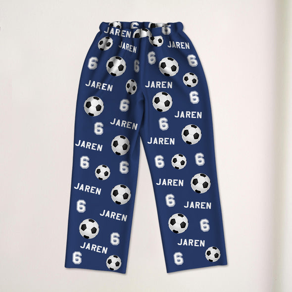 Custom Soccer Football Pajamas with Name and Number Custom Soccer Pajama Pants Gift For Soccer Player