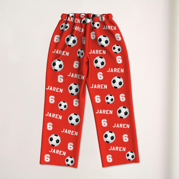 Custom Soccer Football Pajamas with Name and Number Custom Soccer Pajama Pants Gift For Soccer Player