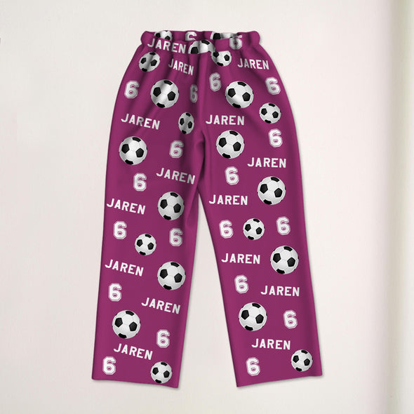 Personalized Soccer Pajama Pants with Name Custom Soccer Pajamas Sleepwear Soccer Player Christmas Gift