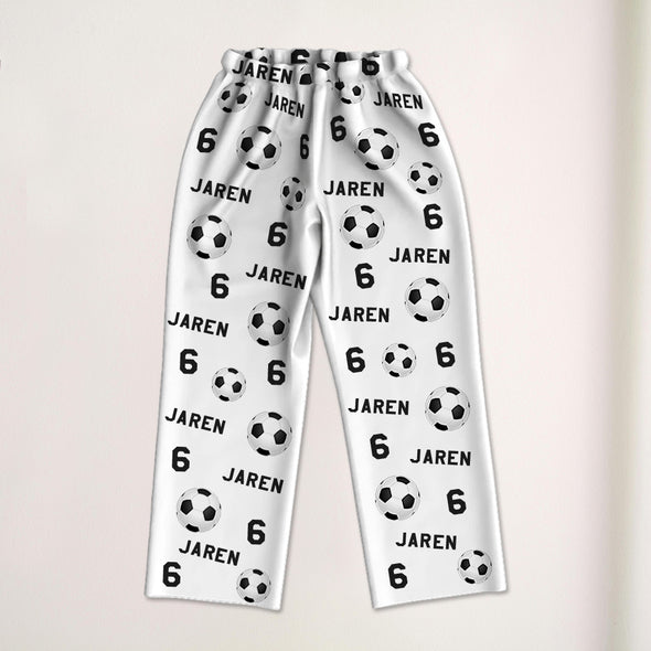 Personalized Soccer Pajama Pants with Name Custom Soccer Pajamas Sleepwear Soccer Player Christmas Gift