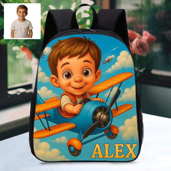 Custom Backpack for Boys Girls Custom Police Pilot Farmer Cartoon Photo Theme School Bag Children's Shoulder Backpack