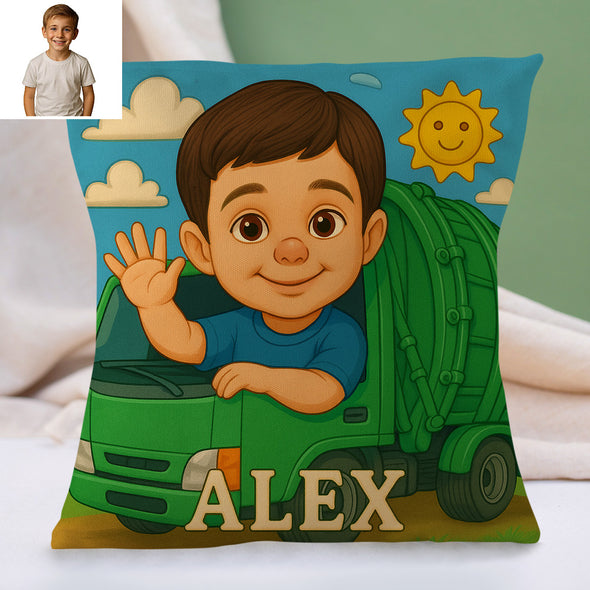 Custom Police Pilot Farmer Cartoon Pillow for Kids Custom Name&Photo Cartoon Pillow for Boys Girls Decorative Throw Pillows