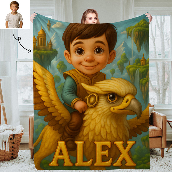 Custom Animal Cartoon Photo Blankets for Kids Custom Photo&Name Blankets for Boys Girls Christmas Gift