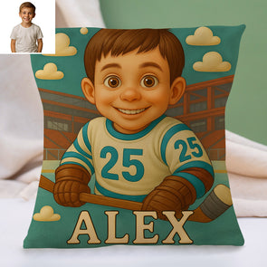 Custom Player Fans Cartoon Pillow for Kids Custom Name&Photo Cartoon Pillow for Boys Girls Decorative Throw Pillows