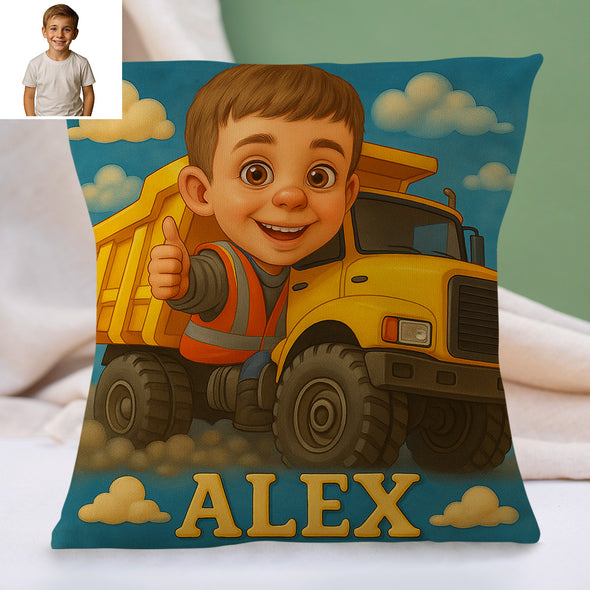 Custom Police Pilot Farmer Cartoon Pillow for Kids Custom Name&Photo Cartoon Pillow for Boys Girls Decorative Throw Pillows