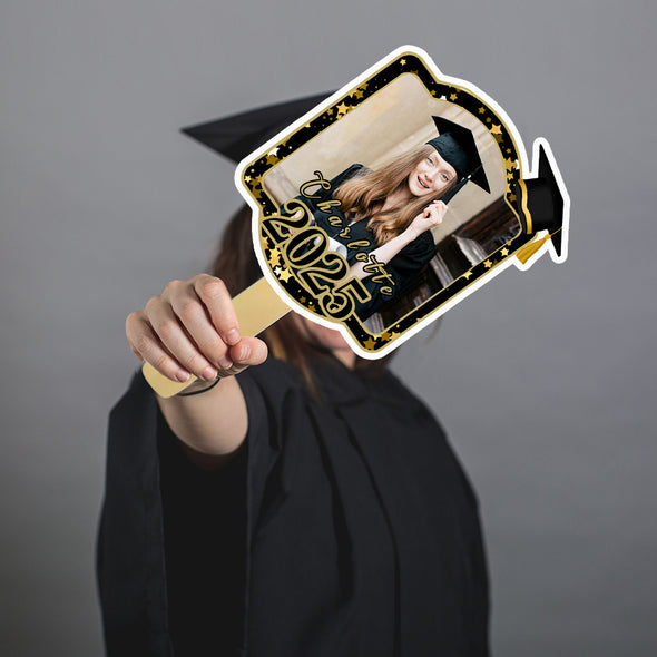 Custom Grad Fans Custom Face on a Stick Big Head Cutout Class of 2025 Custom Graduation Hand Fan