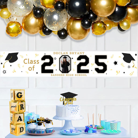 Custom Graduation Banner Congratulations Photo Banner 2025 Grad Fence Banner Graduation Announcement
