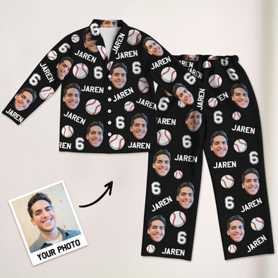 Custom Sports Pajama with Name Custom Soccer Football Pajamas Custom Basketball Baseball Pajamas Christmas Gift