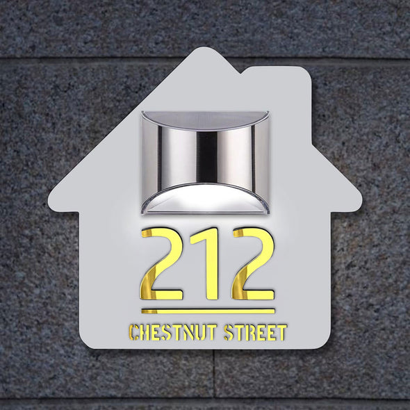 Custom Solar Light House Sign With Door Number Plaque Solar Address Sign Laser Cutting House Plate