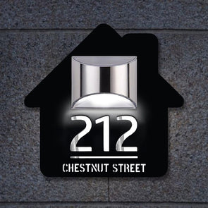 Custom Solar Light House Sign With Door Number Plaque Solar Address Sign Laser Cutting House Plate
