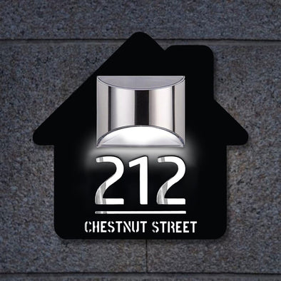 Custom Solar Light House Sign With Door Number Plaque Solar Address Sign Laser Cutting House Plate