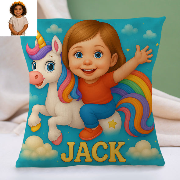 Custom Prince Princess Cartoon Pillow for Kids Custom Name&Photo Cartoon Pillow for Boys Girls Decorative Throw Pillows