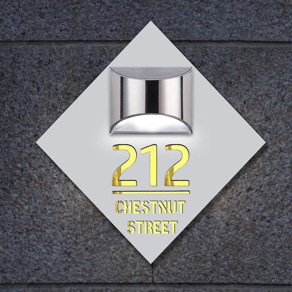 Custom Solar Light House Sign With Door Number Plaque Solar Address Sign Laser Cutting House Plate