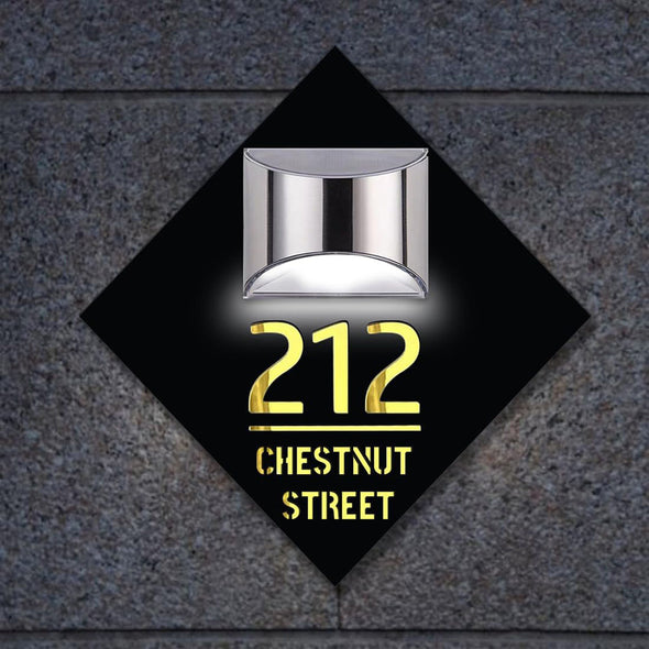 Custom Solar Light House Sign With Door Number Plaque Solar Address Sign Laser Cutting House Plate
