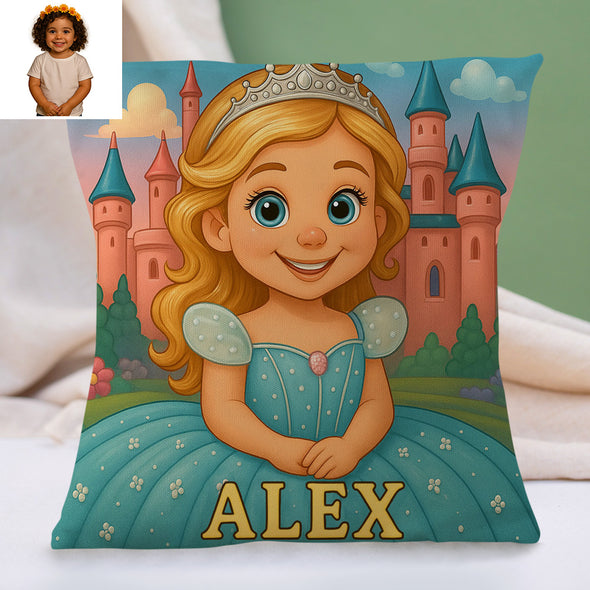 Custom Prince Princess Cartoon Pillow for Kids Custom Name&Photo Cartoon Pillow for Boys Girls Decorative Throw Pillows