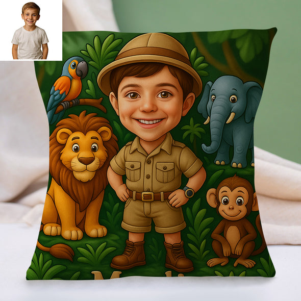 Custom Animal Cartoon Pillow for Kids Custom Name&Photo Cartoon Pillow for Boys Girls Decorative Throw Pillows