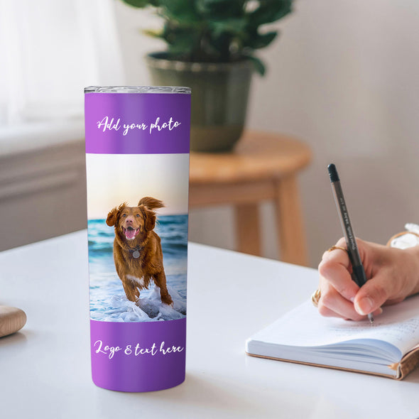 Custom 20oz Photo Tumblers Custom Coffee Mug Cup Custom Skinny Stainless Steel Tumblers with Picture Christmas Gift
