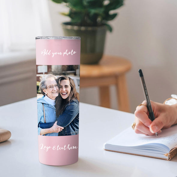 Custom 20oz Photo Tumblers Custom Coffee Mug Cup Custom Skinny Stainless Steel Tumblers with Picture Christmas Gift