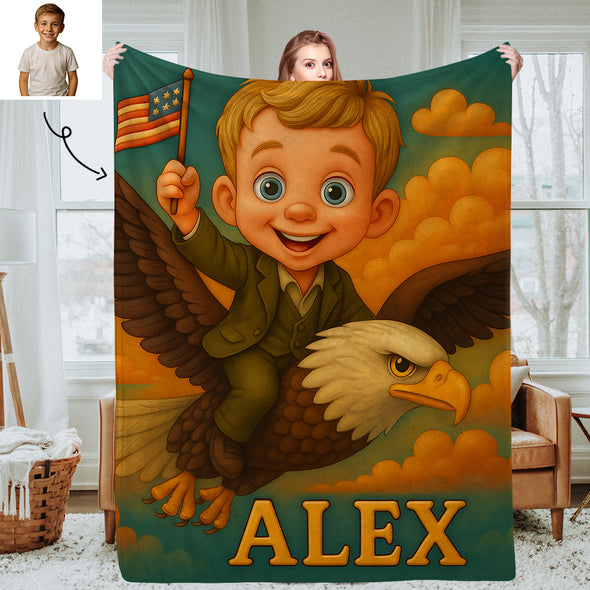 Custom Animal Cartoon Photo Blankets for Kids Custom Photo&Name Blankets for Boys Girls Christmas Gift