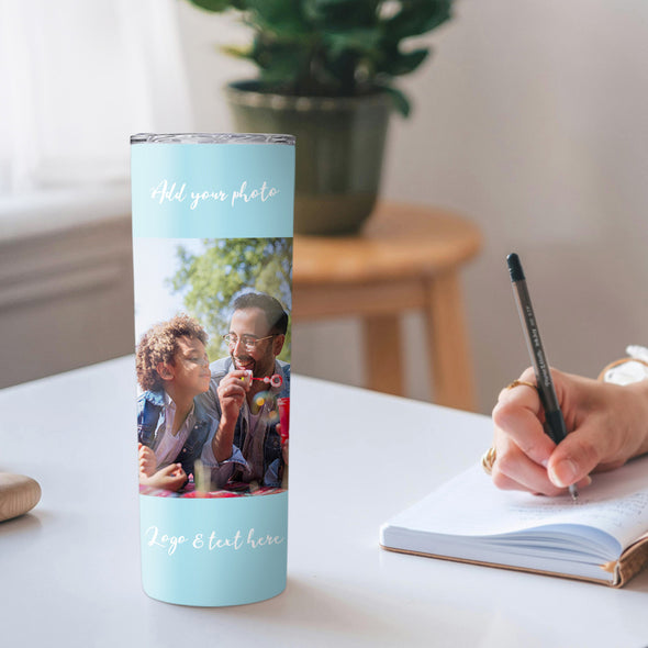 Custom 20oz Photo Tumblers Custom Coffee Mug Cup Custom Skinny Stainless Steel Tumblers with Picture Christmas Gift