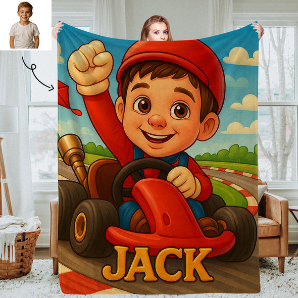 Custom Princess Prince Cartoon Photo Blankets for Kids Custom Photo&Name Blankets for Boys Girls Christmas Gift