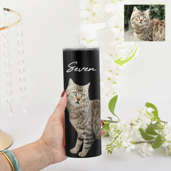 Custom 20oz Pet Photo Tumblers Custom Pet Coffee Mug Cup Custom Skinny Stainless Steel 20oz Tumblers Christmas Gift