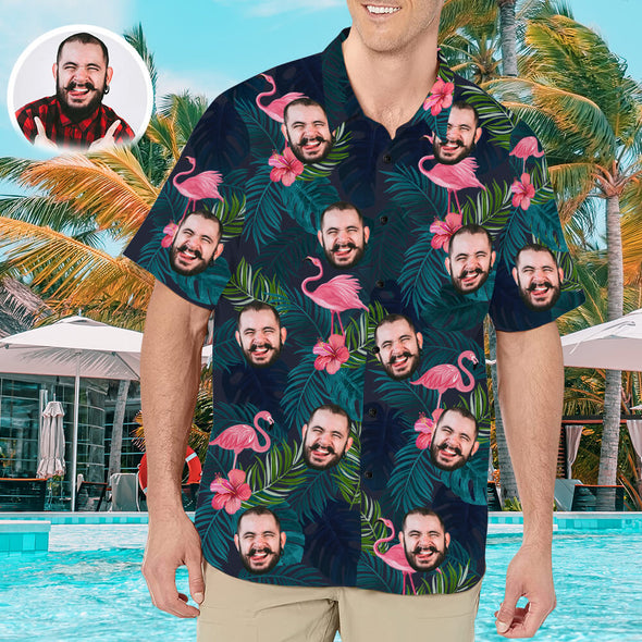 Personalized Hawaiian Shirt Summer Tropical Floral Hawaiian Shirt with Face Custom Mens Photo Beach Shirts