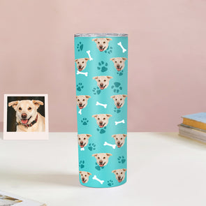 Custom 20oz Pet Face Tumbler Cup Custom Dog Cat Photo Coffee Tumblers Custom 20oz Skinny Stainless Steel Tumblers