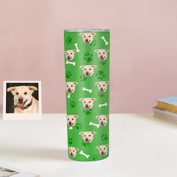 Custom 20oz Pet Face Tumbler Cup Custom Dog Cat Photo Coffee Tumblers Custom 20oz Skinny Stainless Steel Tumblers