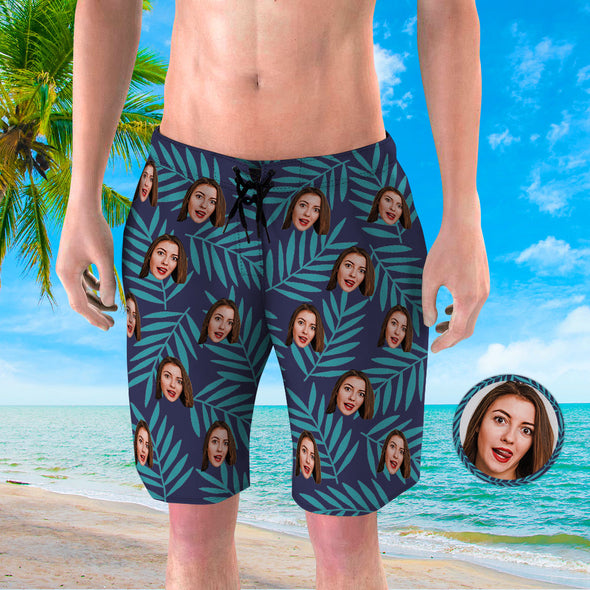 Gift for Boyfriend Custom Face Beach Trunks Men's Swim Trunks Custom Summer Photo Shorts