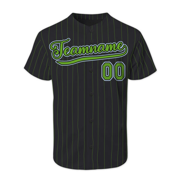 Personalized Black Green Pinstripe Authentic Baseball Jerseys with Name Logo for Adult and Kids