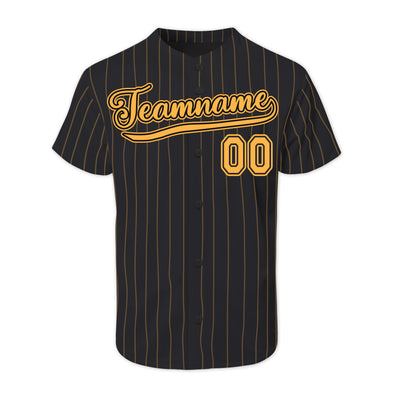 Personalized Black Yellow Pinstripe Authentic Baseball Jerseys with Name Logo for Adult Kids