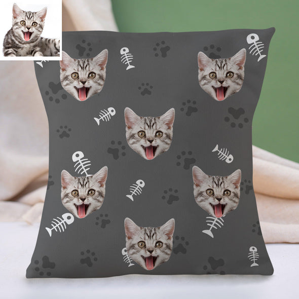 Custom Cat Face Pillow Christmas Decorative Cushion Cover Pet Face Throw Pillows