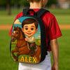 Custom Backpack for Boys Girls Custom Police Pilot Farmer Cartoon Photo Theme School Bag Children's Shoulder Backpack