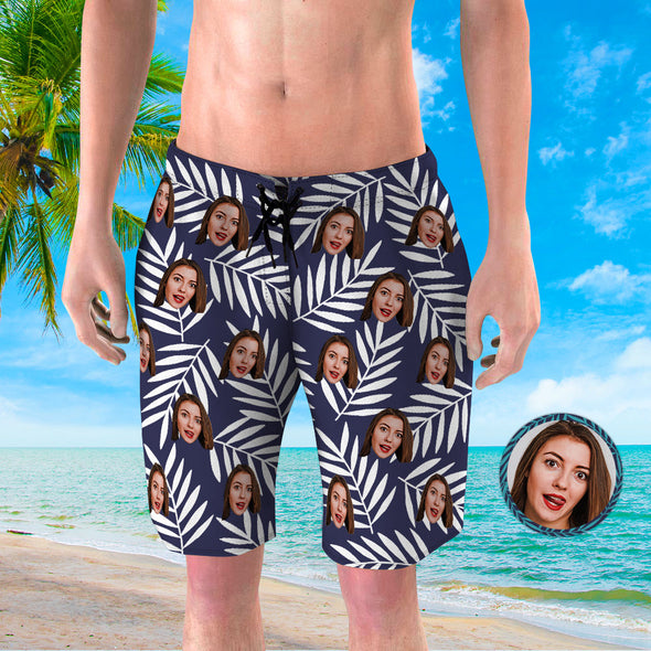 Gift for Boyfriend Custom Face Beach Trunks Men's Swim Trunks Custom Summer Photo Shorts