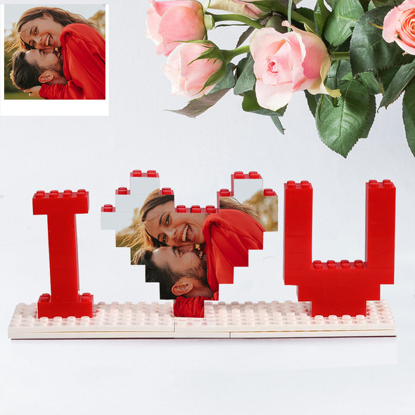 Christmas Gift Personalised Building Brick Photo Block Frame I Love U Puzze Gift for Lover