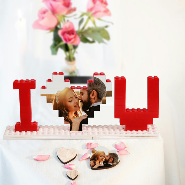 Christmas Gift Personalised Building Brick Photo Block Frame I Love U Puzze Gift for Lover