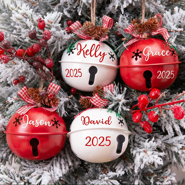 Custom 2025 Christmas Jingle Bell Personalized Christmas Tree Ornament Custom Bell Ornament Christmas Gift