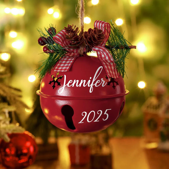 Custom 2025 Christmas Jingle Bell Personalized Christmas Tree Ornament Custom Bell Ornament Christmas Gift
