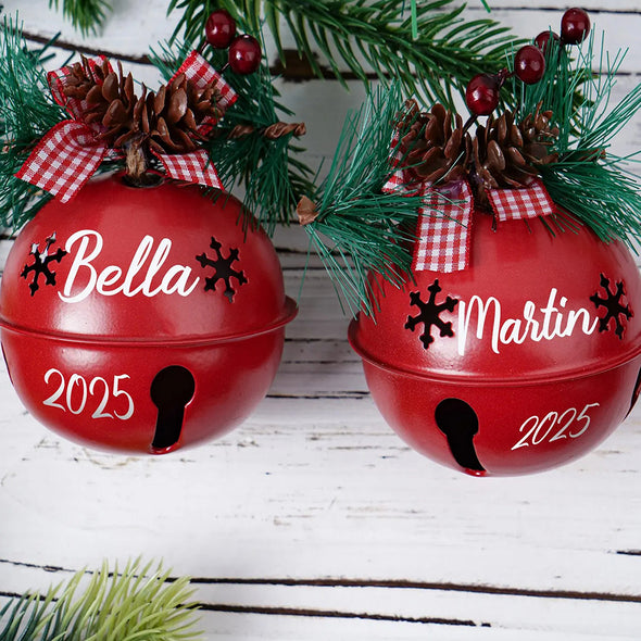 Custom 2025 Christmas Jingle Bell Personalized Christmas Tree Ornament Custom Bell Ornament Christmas Gift
