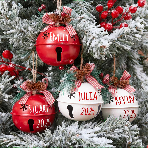 Custom 2025 Christmas Jingle Bell Personalized Christmas Tree Ornament Custom Bell Ornament Christmas Gift