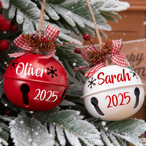 Custom 2025 Christmas Jingle Bell Personalized Christmas Tree Ornament Custom Bell Ornament Christmas Gift