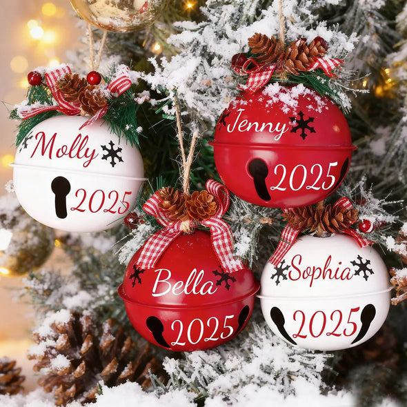 Custom 2025 Christmas Jingle Bell Personalized Christmas Tree Ornament Custom Bell Ornament Christmas Gift