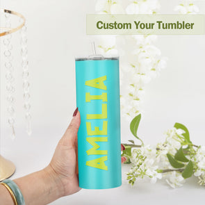 Custom 20oz Name Tumbler Cup Custom Skinny Stainless Steel Tumblers with Name Christmas Gift